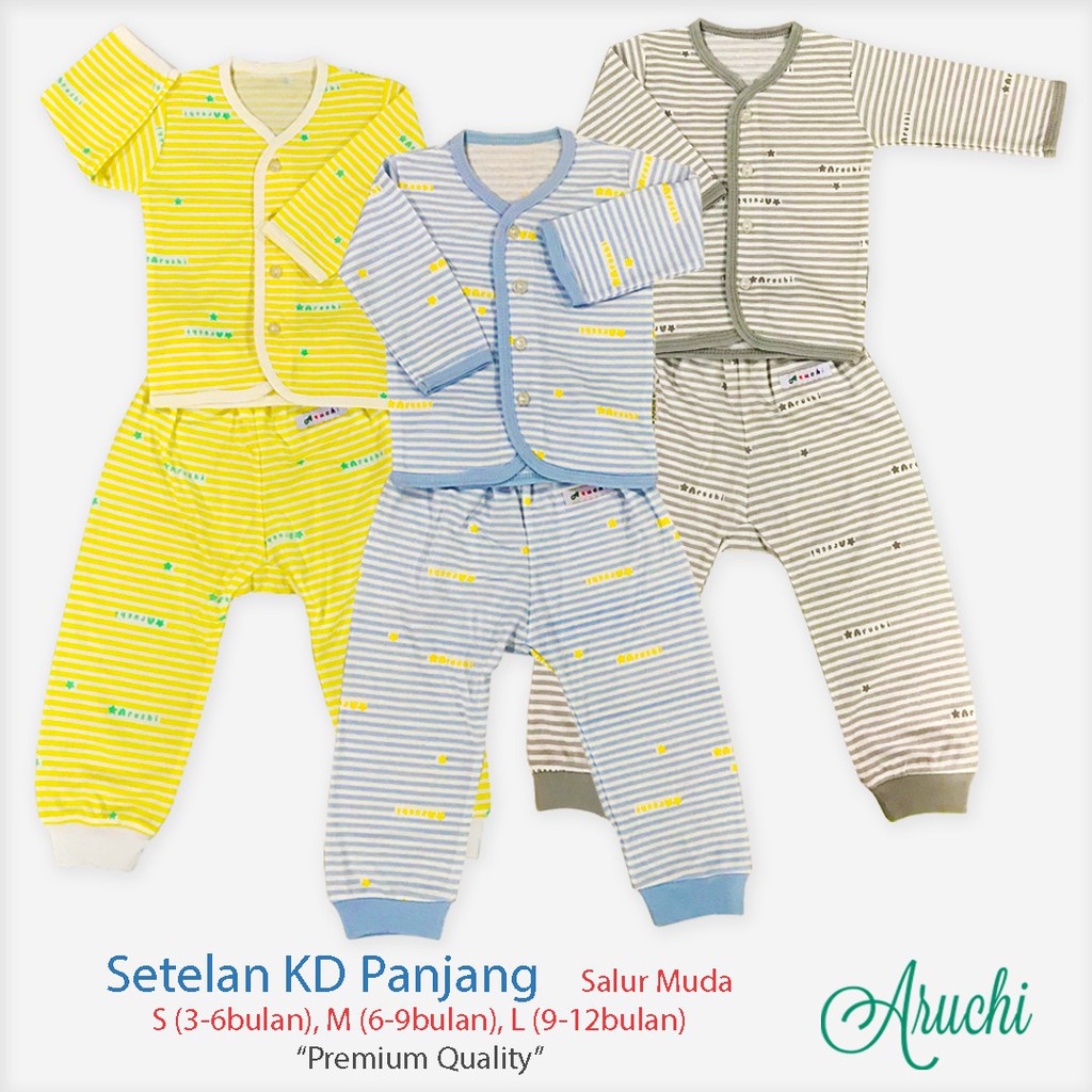 ARUCHI BABY SETELAN PIYAMA PANJANG / PENDEK / KUTUNG MOTIF SALUR Size NB S M L XL XXL isi 1 Stel