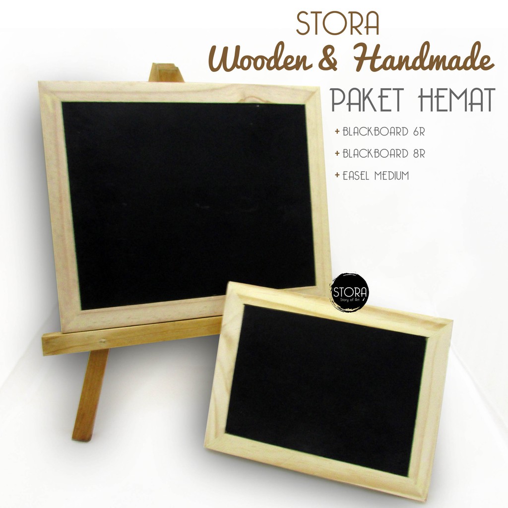 PAKET HEMAT 2 Pcs Blackboard 1 Pcs Easel Papan Tulis Kapur Foto