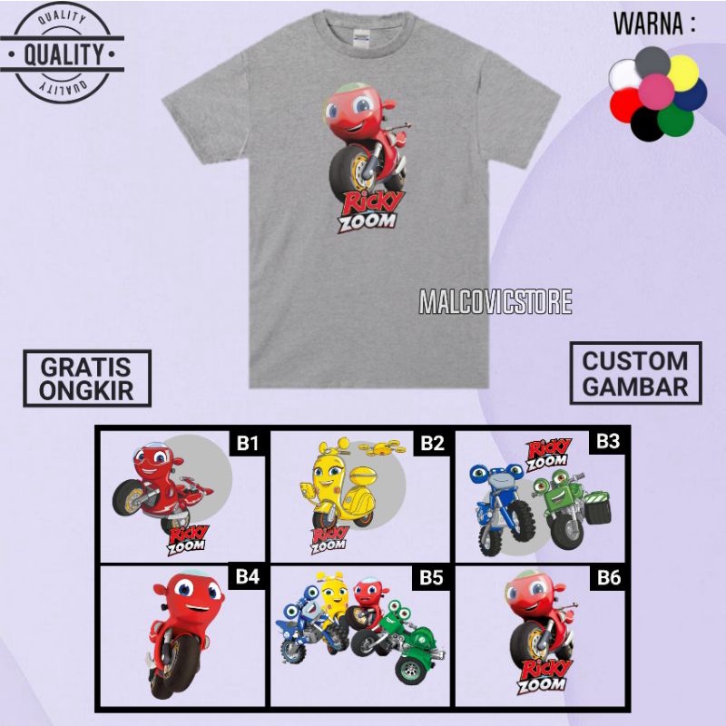 kaos anak ricky zoom/t-shirt anak unisex kartun ricky zoom cod