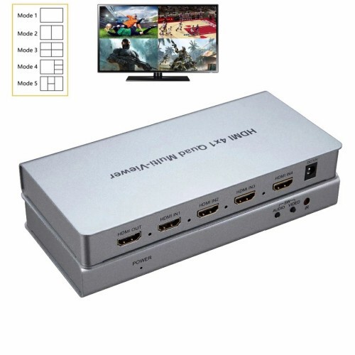 Hdmi quad multi-viewer NB 4 port 4x1 switcher 1080p 60hz up 15m adaptor with ir remote - Hdtv switch 4-1 multiviewer screen video adapter