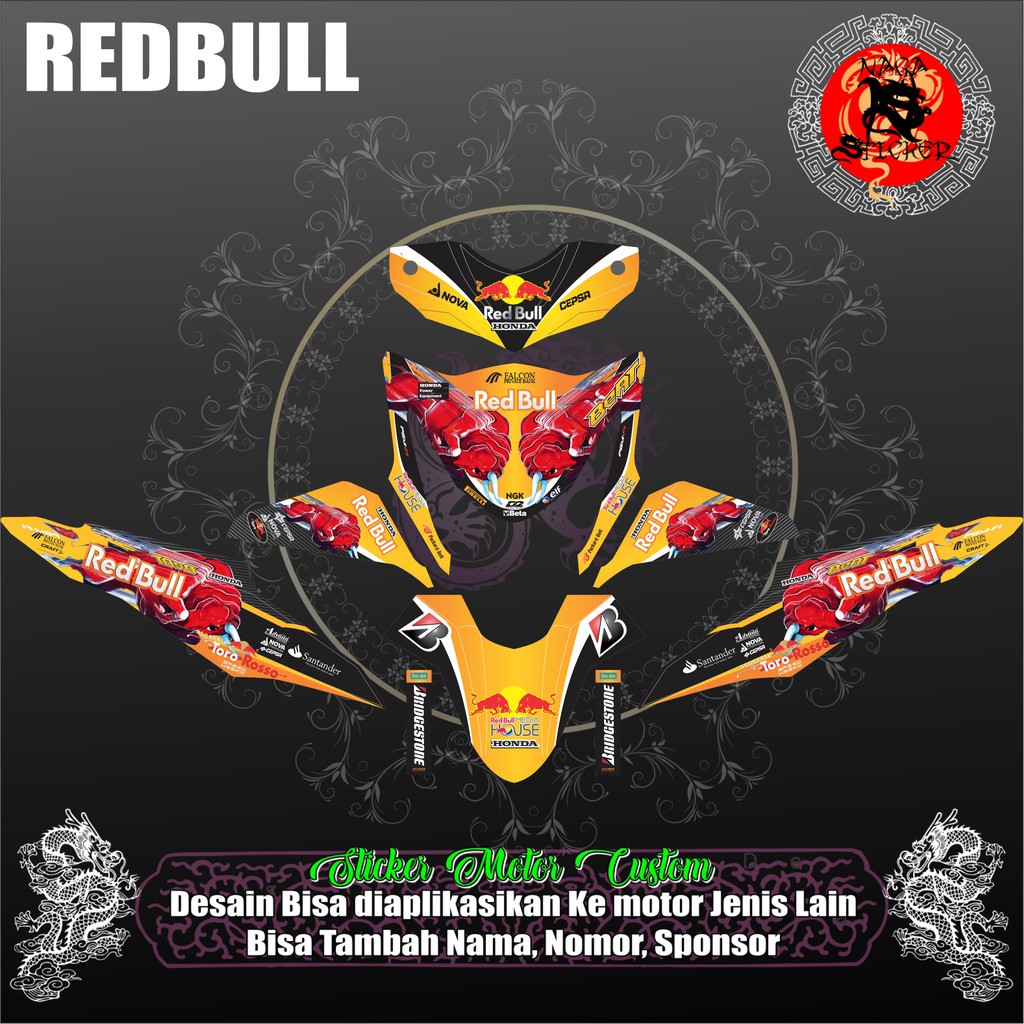 DECAL STICKER HONDA BEAT FI 2013 REDBULL