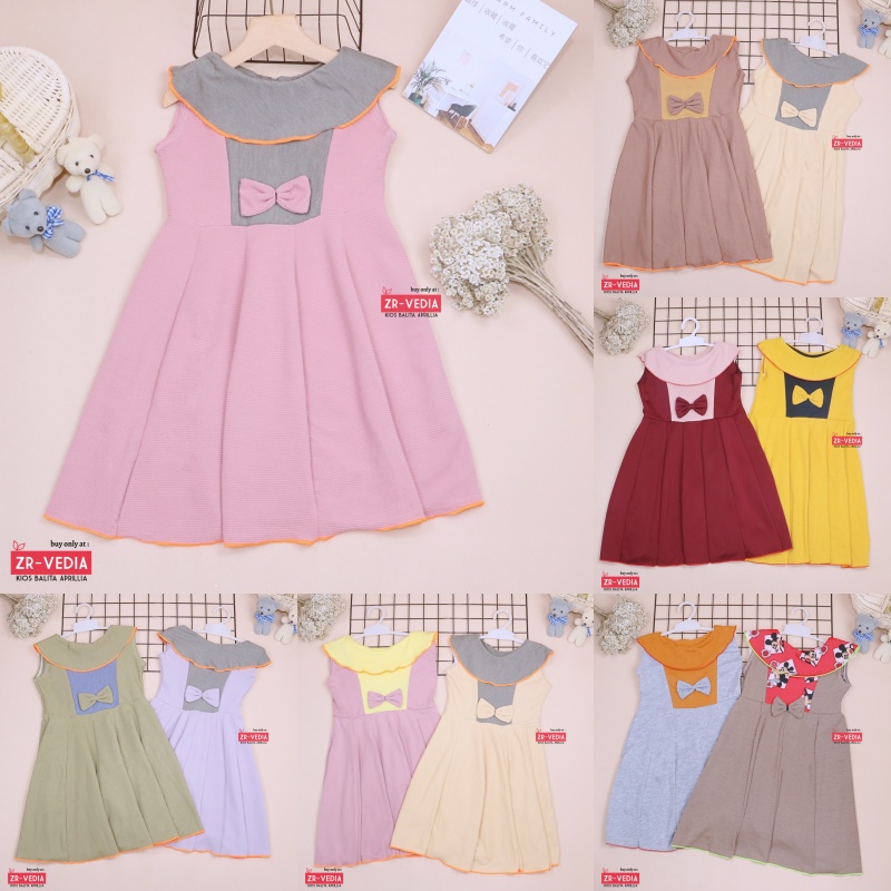 Dress Cantika size Bayi - 7 Tahun / Dres Yukensi Murah Anak Perempuan Harian Baju Gaun Polos Import kiosbalitaaprilia