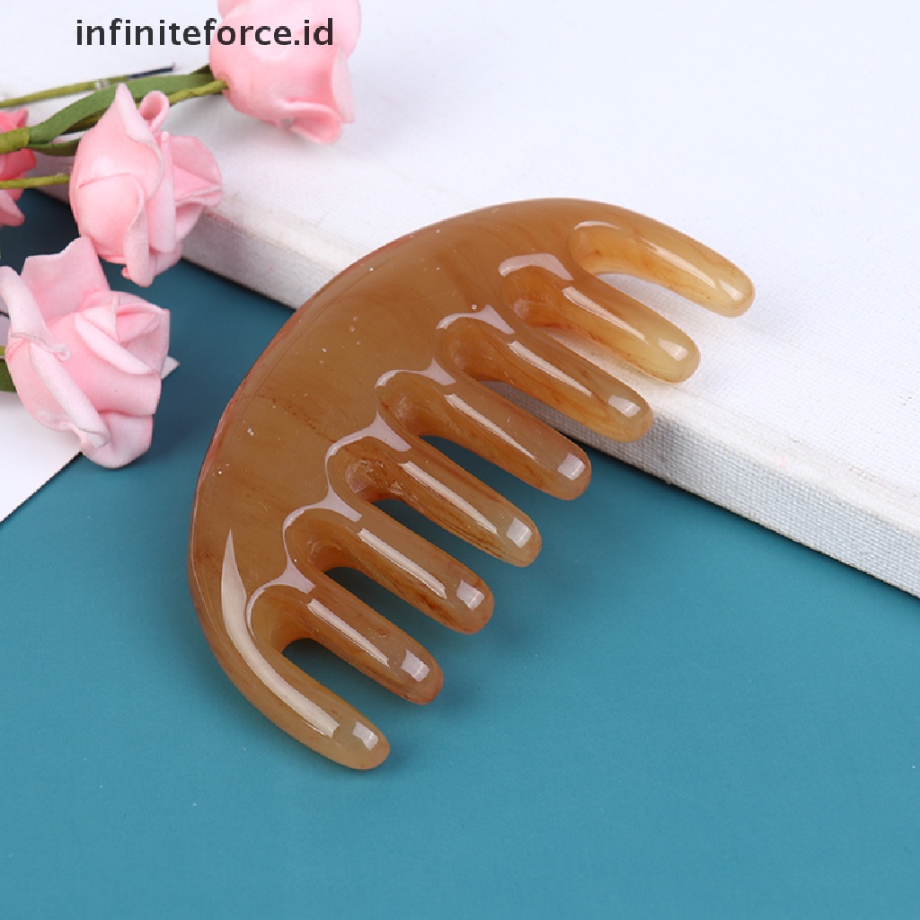 (Infiniteforce.Id) 1pc Sisir Rambut Gigi Lebar Bahan Tanduk Kerbau Alami Untuk Pijat / Spa