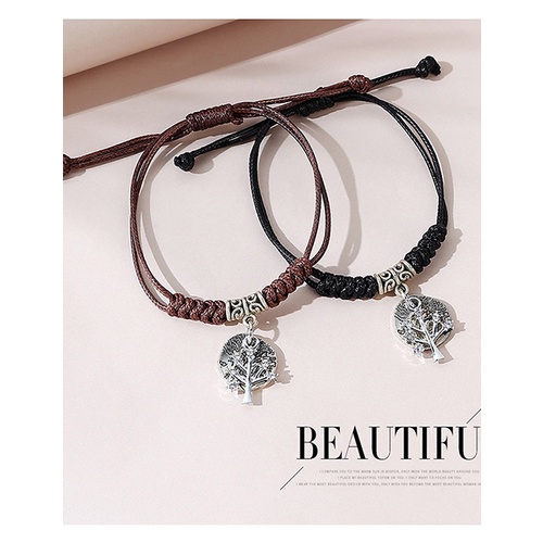 LRC Gelang Tangan Fashion Black+brown Tree Bracelet Set Y65666