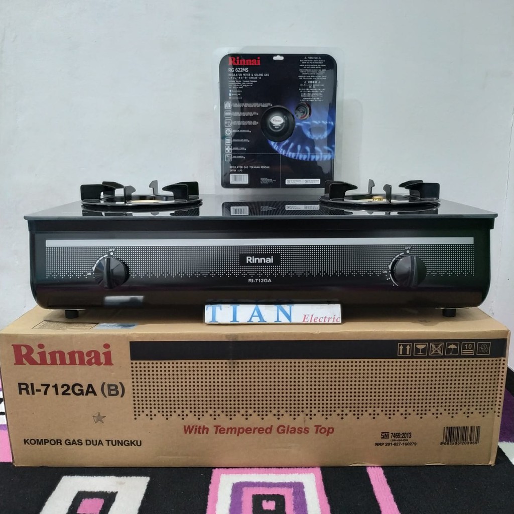 RINNAI RI-712GA Kompor Gas 2 Tungku + (Regulator Paket Rinnai)