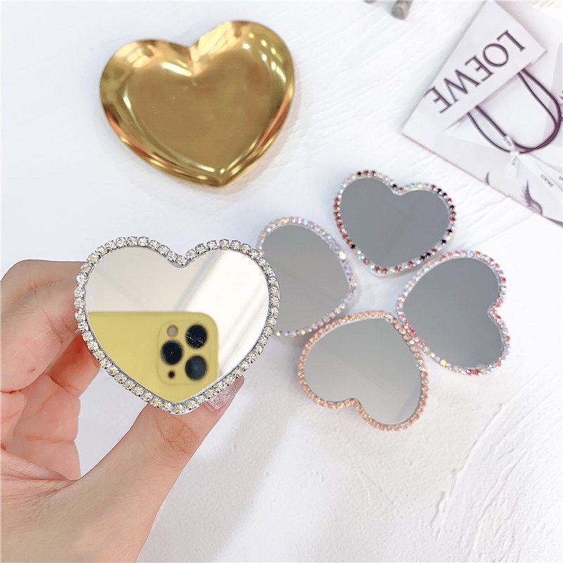 DIAMOND Tempelan Mirror Hati / Popsocket Mirror Heart