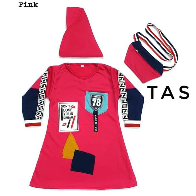 Dress Muslim Baju Gamis Tas Anak 1-4 Tahun Setelan Gamis Berkualitas