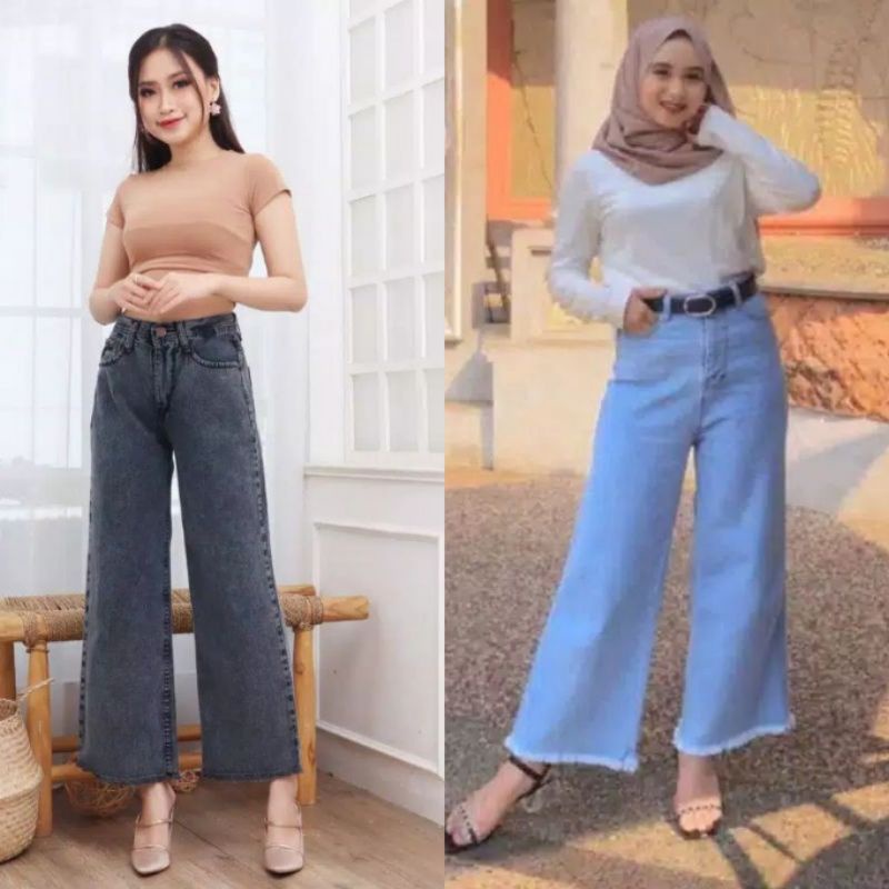 CELANA KULOT JEANS RAWIS WANITA TEBAL PREMIUM