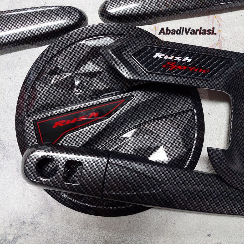 Paket Outer Handle Tank Cover Mobil All New Rush Full Carbon Smartkey