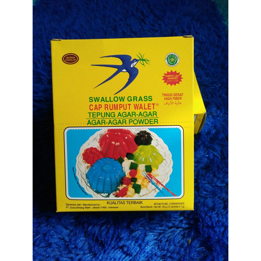 

TEPUNG AGAR-AGAR, SERBUK AGAR-AGAR INSTAN, SWALLOW GRASS CAP RUMPUT WALET 1sachet 7gr = Rp.3.0007