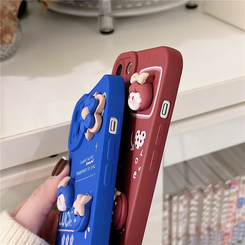 Boneka Tanah Liat Pola Casing Ponsel IPhone 12 13 11 Pro Max X Xs Max Xr 7 8 Plus Casing Silikon Ssa7