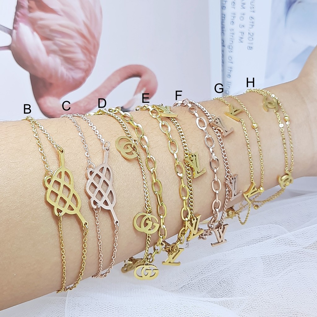 Gelang Titanium Layer Small Clover Rosegold - BB557