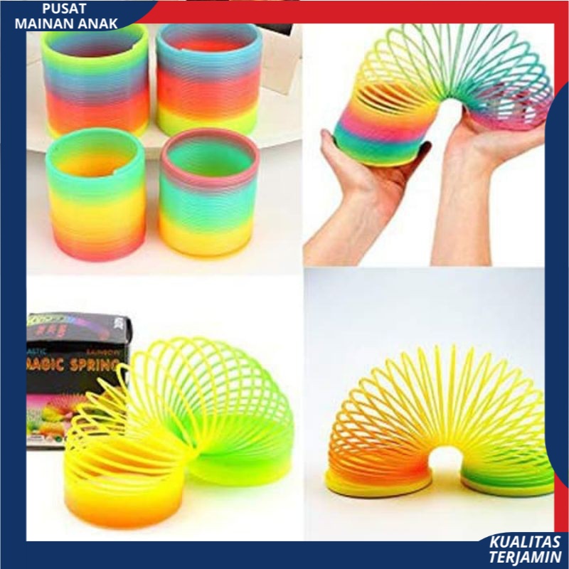 Mainan Anak Magic Spring Diameter 5,5 Mainan Spiral Rainbow Pelangi Plastik Best Quality