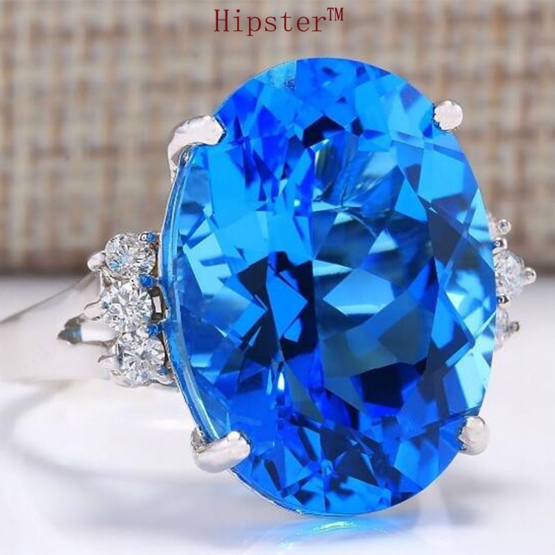 Hot Sale Fashion Simple Luxury round Inlaid Sapphire Ring