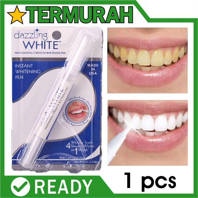 Pemutih Gigi Instant Dazzling White Teeth Whitening Pen Gel 100% Original Dazling / Pemutih Gigi Bahan Gel Peroksida Teeth Whitening Rotary Peroxide Gel Too / Pemutih Pasta Gigi Kuning Permanen Pemutih Kuas Gigi Ampuh Instant Whitening