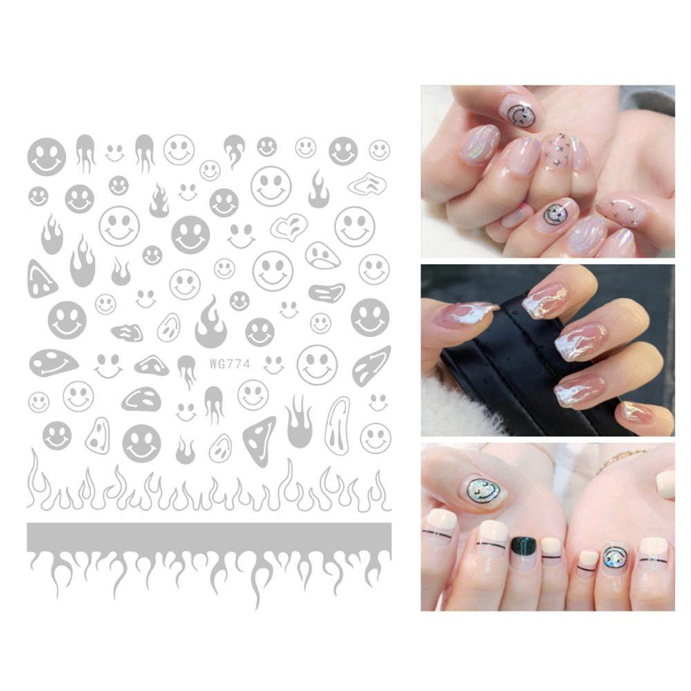 Mxbeauty Smiley Stiker Kuku Wanita Warna-Warni Perekat Diri Fashion Nail Art Dekorasi