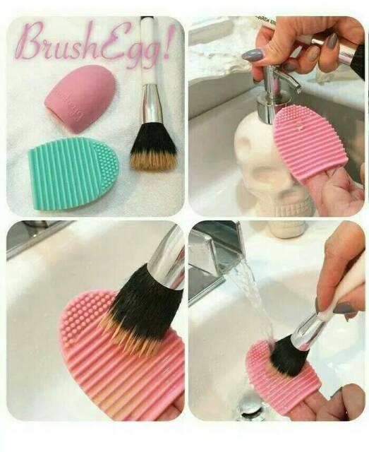 Brush EGG - Alat bantu Pembersih Kuas - Cuci Kuas Make Up Brush Cleaner