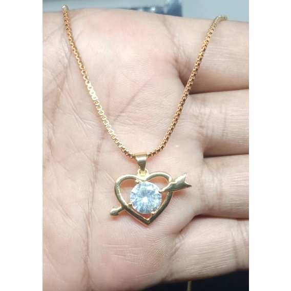 RW34. Kalung xuping wanita lapis emas dgn mata zircon ukuran 45 cm itali