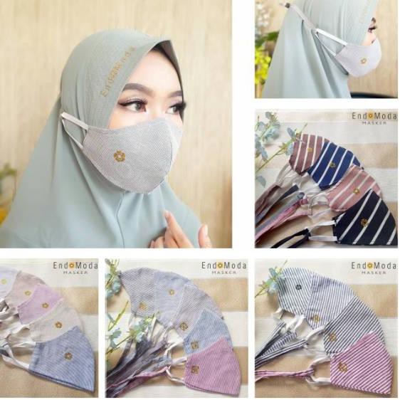 Terbaru Ready stock Masker kain endomoda 3 lapis earloop Terbaru Ready stock Masker kain endomoda 3 lapis earloop