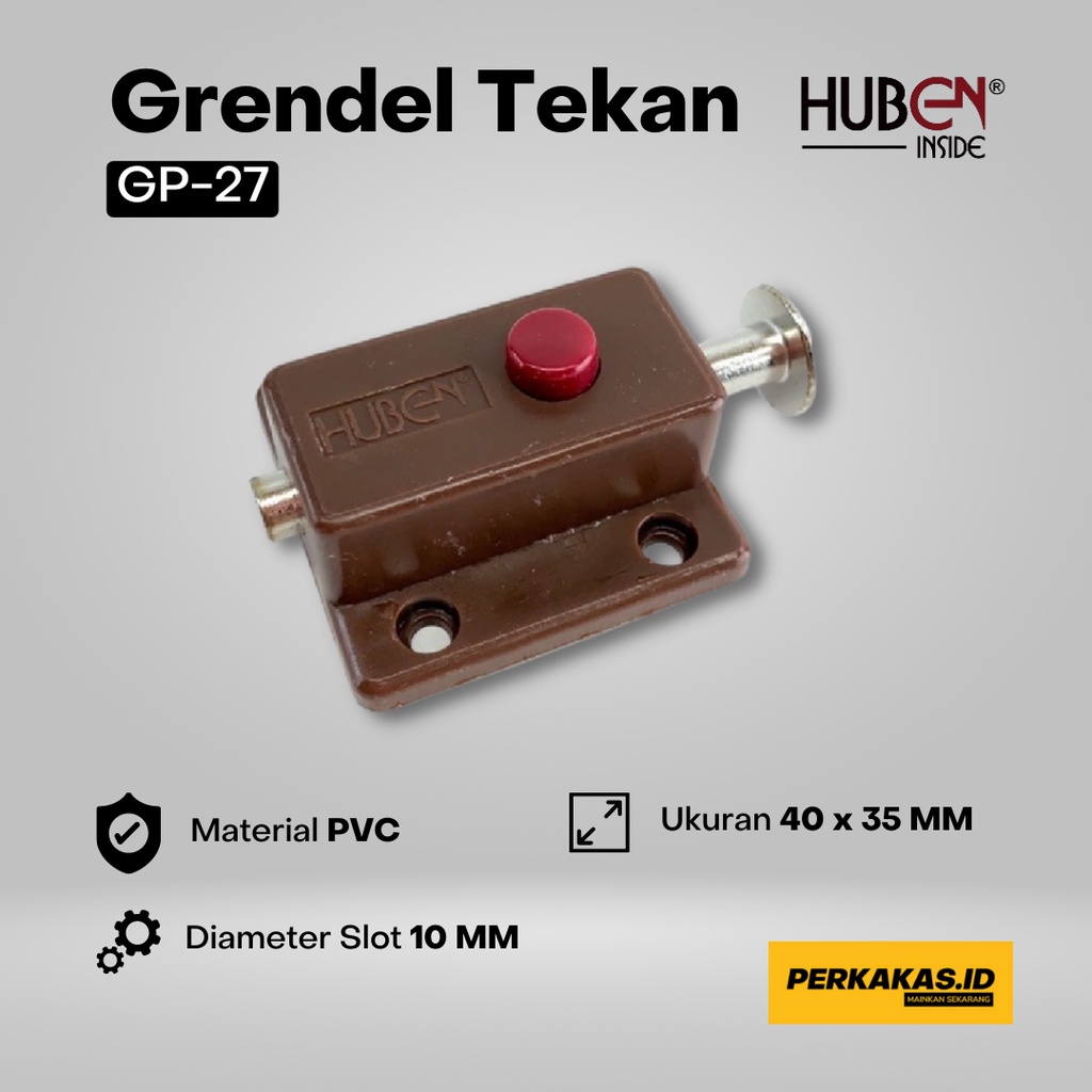 Grendel Pintu Tekan Huben Otomatis Coklat GP27