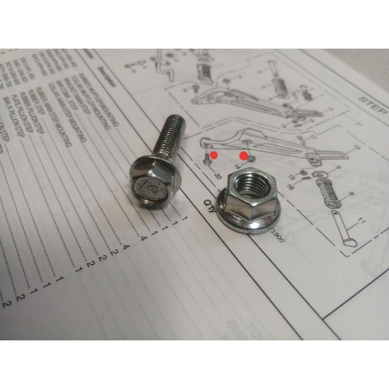 baut braket dudukan step kiri kirana kharisma supra x125