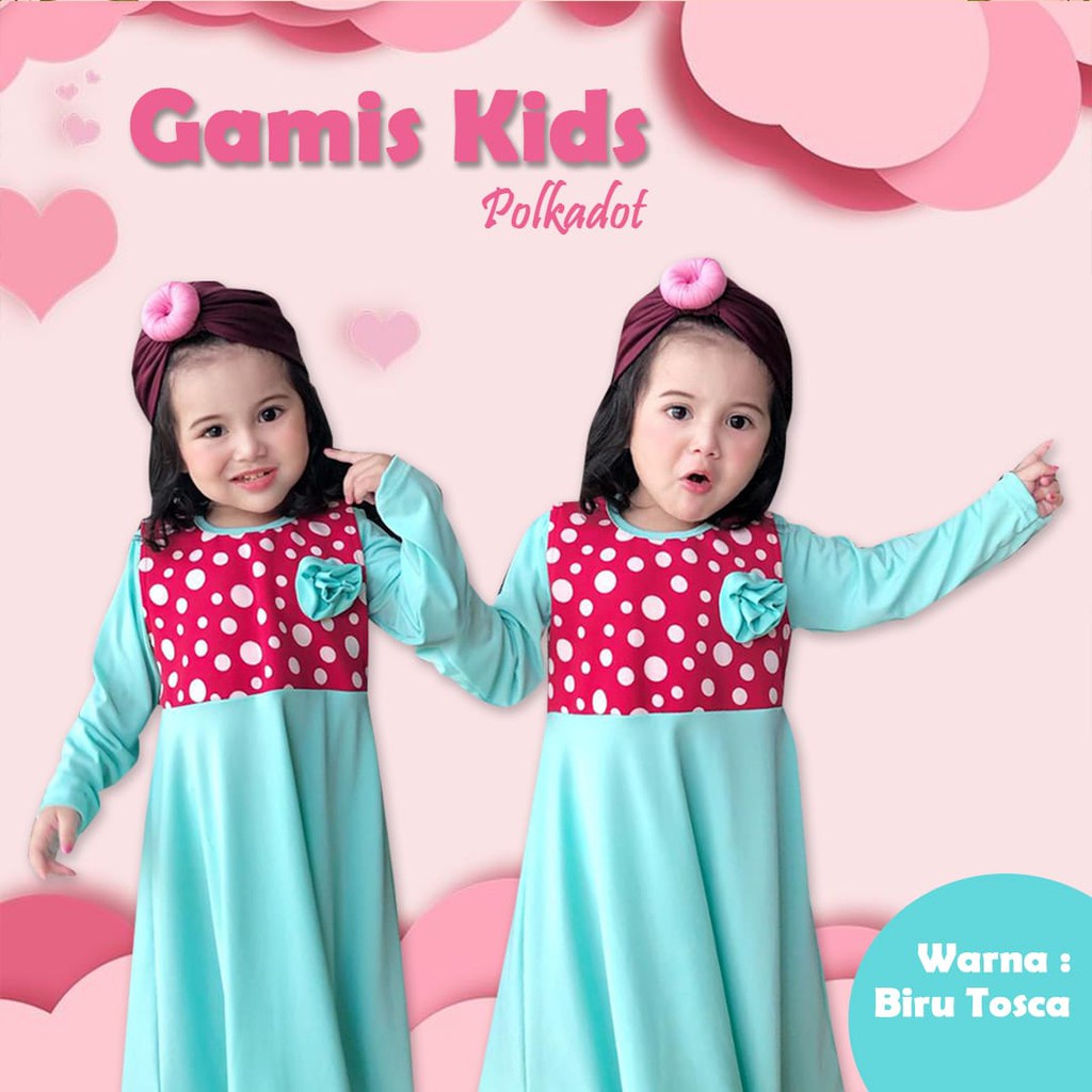 GAMIS ANAK PEREMPUAN 1-3 TAHUN I GAMIS MOTIF POLKADOT I GAMIS ANAK PEREMPUAN I FASHION MUSLIM ANAK P