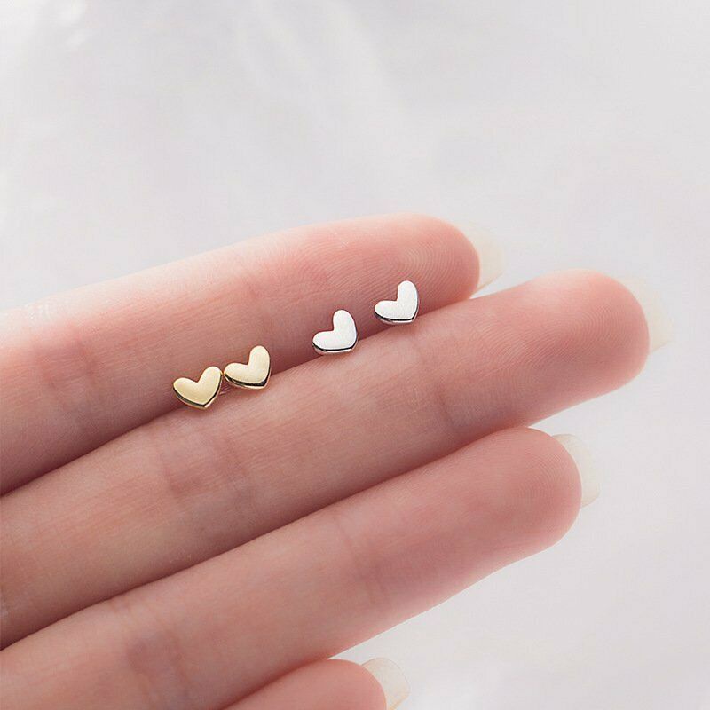 925 Silver Zircon Pearl Women Heart Flower Mini Earrings Ear Stud Jewelry Gifts