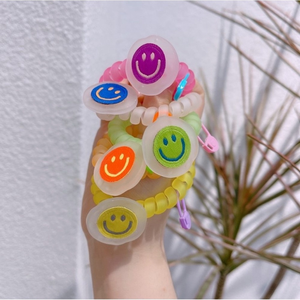 Korean Ins Style Smiley Frosted Phone Cord Hair Rope/Children Cute Elastic Hair Ties/Daily Basic Hair Accessories