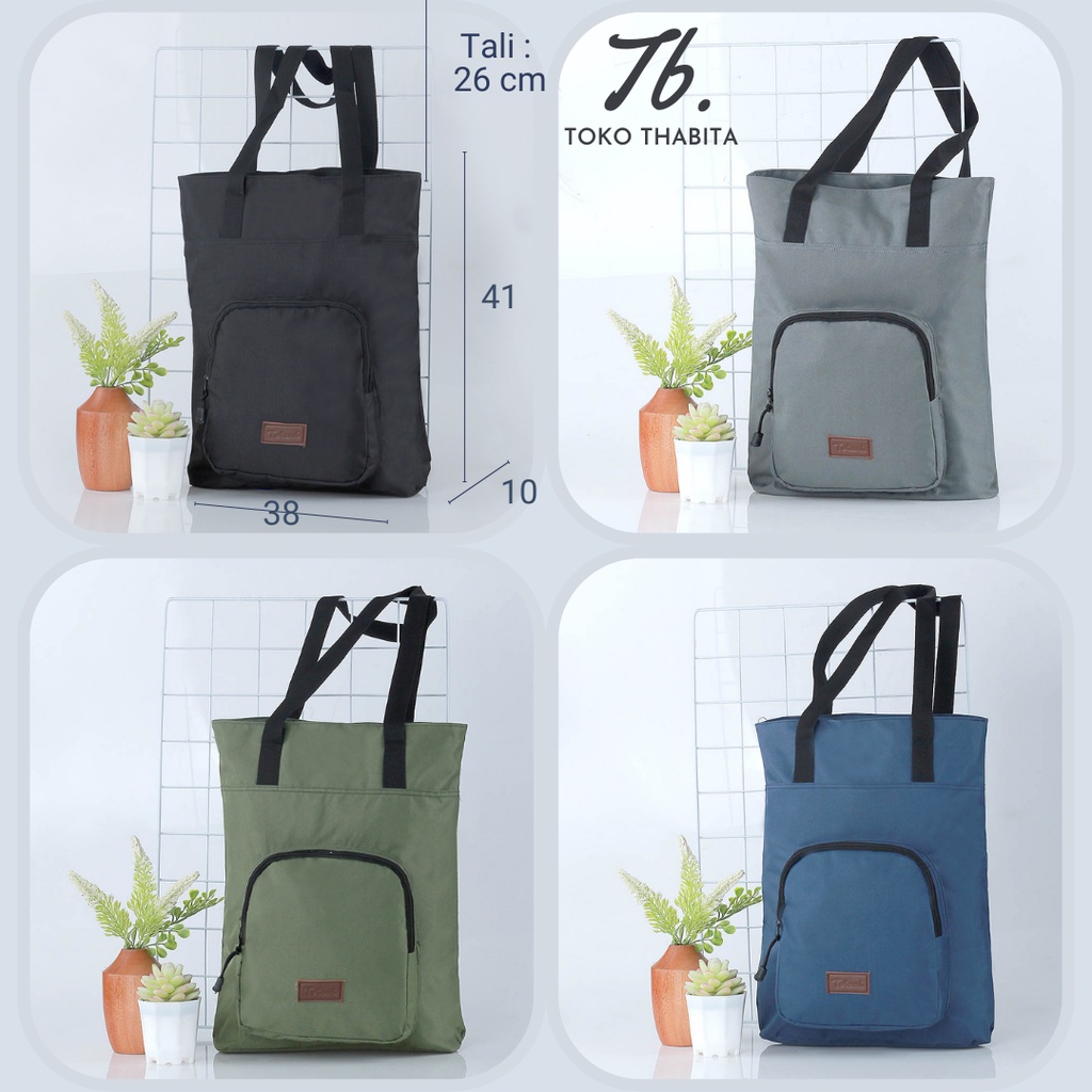 Toko Thabita Tote Bag Kantor Polos Premium Tebal Totebag Laptop Wanita Kekinian