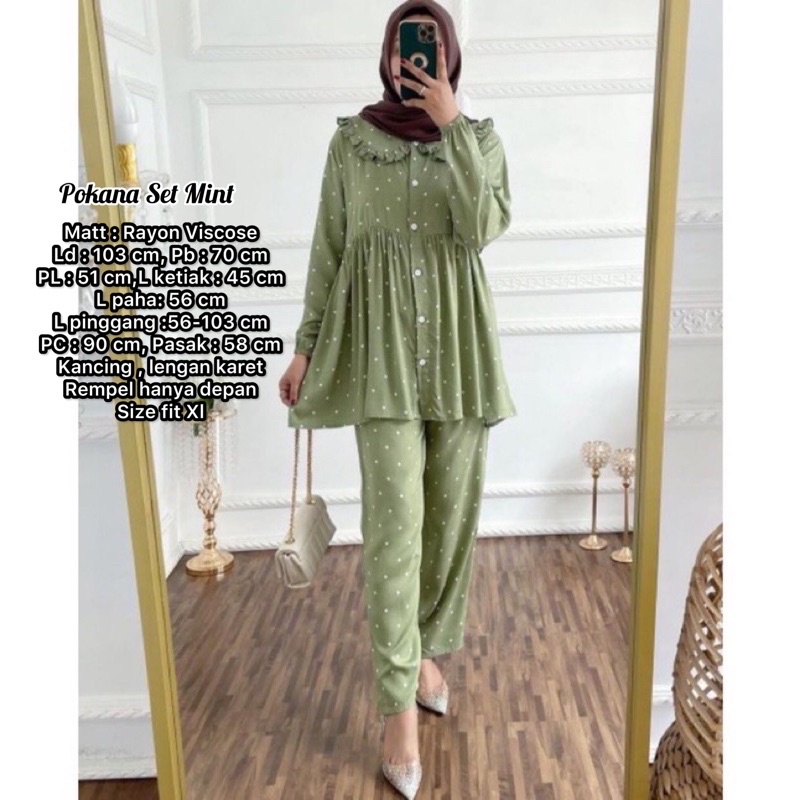 ONE SET RAYON PREMIUM / SETELAN RAYON DAILY ONE SET BAJU SETELAN WANITA-POKANA SET MINT