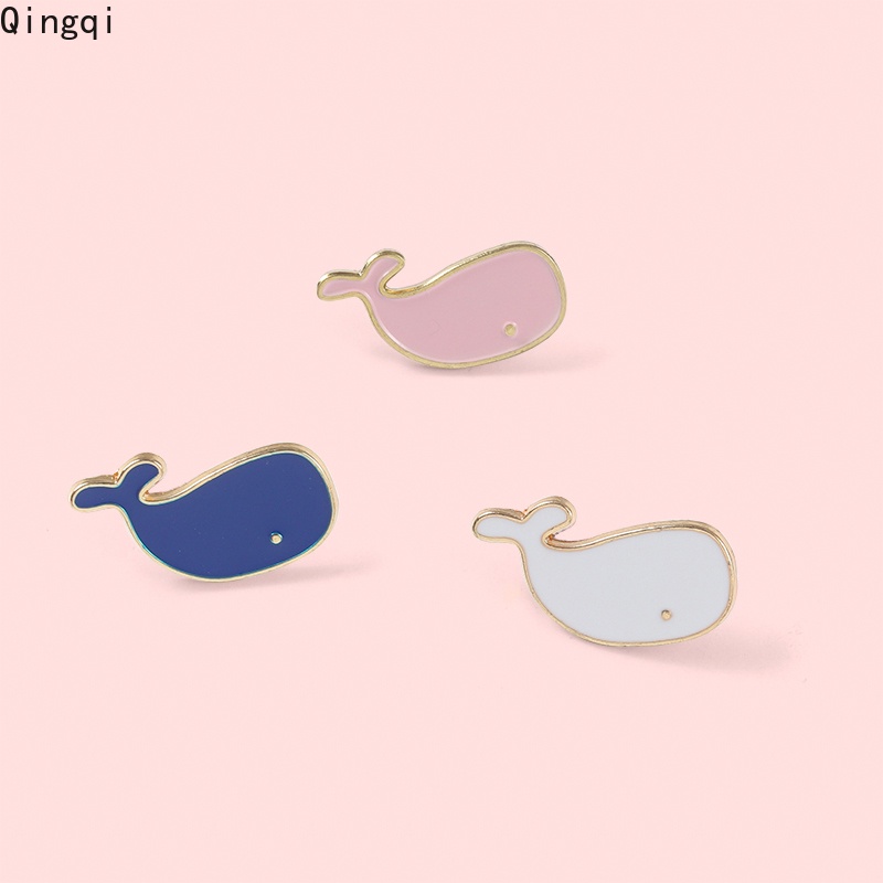 Bros Pin Enamel Desain Kartun Whale Ocean Whale Bahan Alloy Untuk Ransel Pakaian Wanita