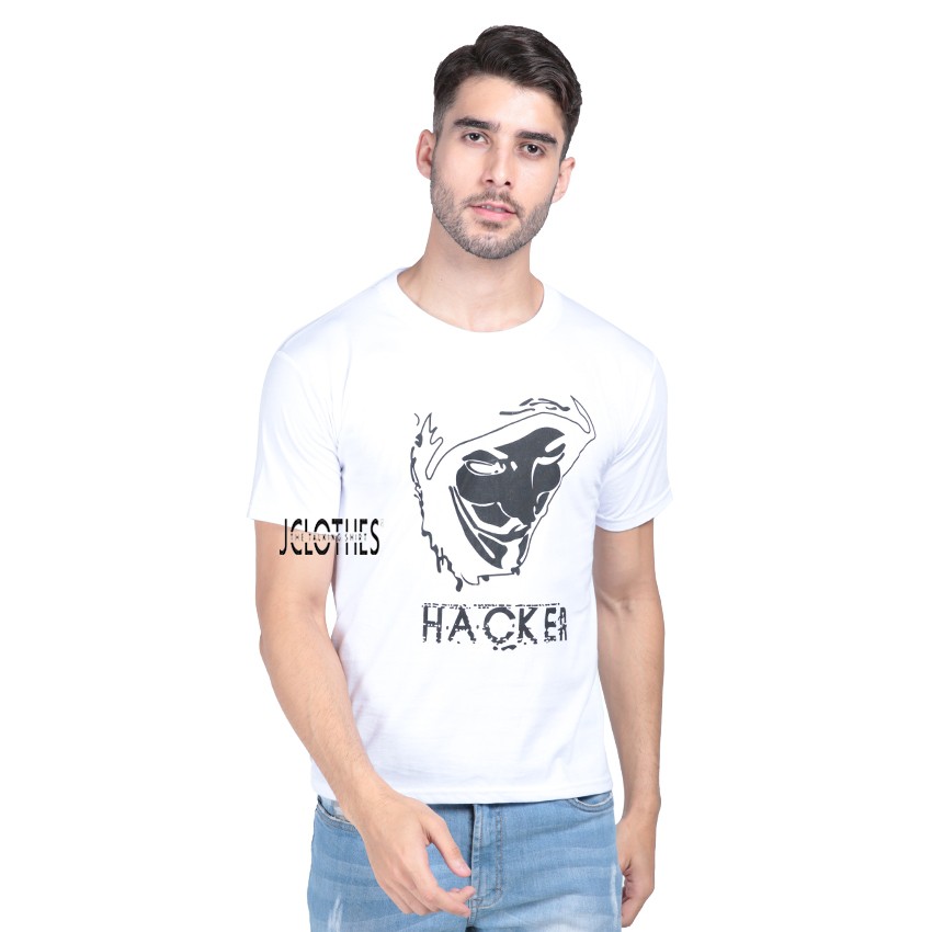 Kaos Pria Lengan Pendek Hacker - Putih