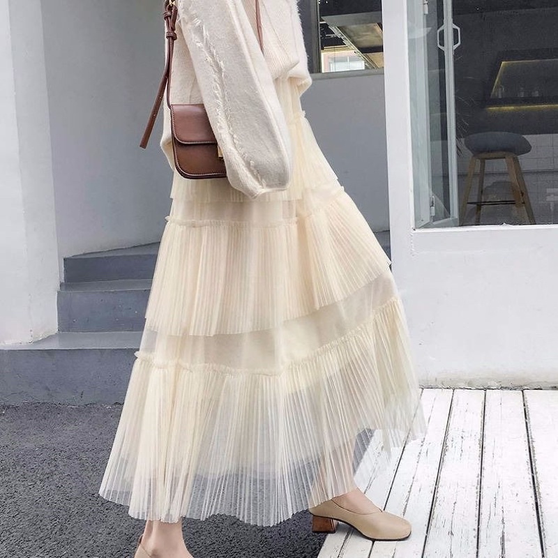 Korean Pleated Cake Tutu 3 Layer 7/8 Skirt Premium 901 ( Rok 7/8 Tutu 3 Susun )
