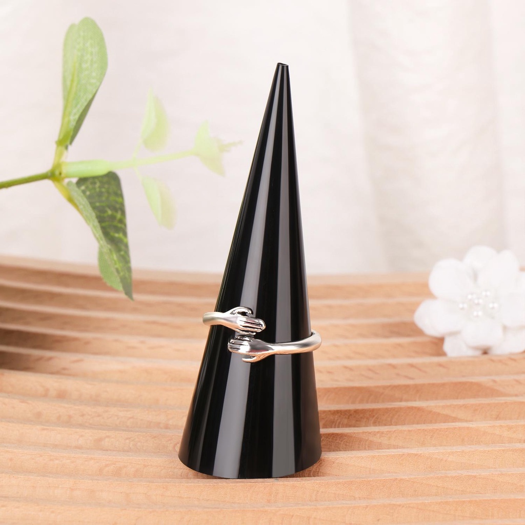 Lily Ring Stand Bentuk Kerucut Tempat Perhiasan Akrilik Hitam