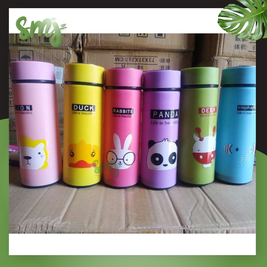 SMJ -  BOTOL MINUM ANAK KACA TUMBLER Motif Karakter Animal Lucu Menarik Cocok Untuk Souvenir