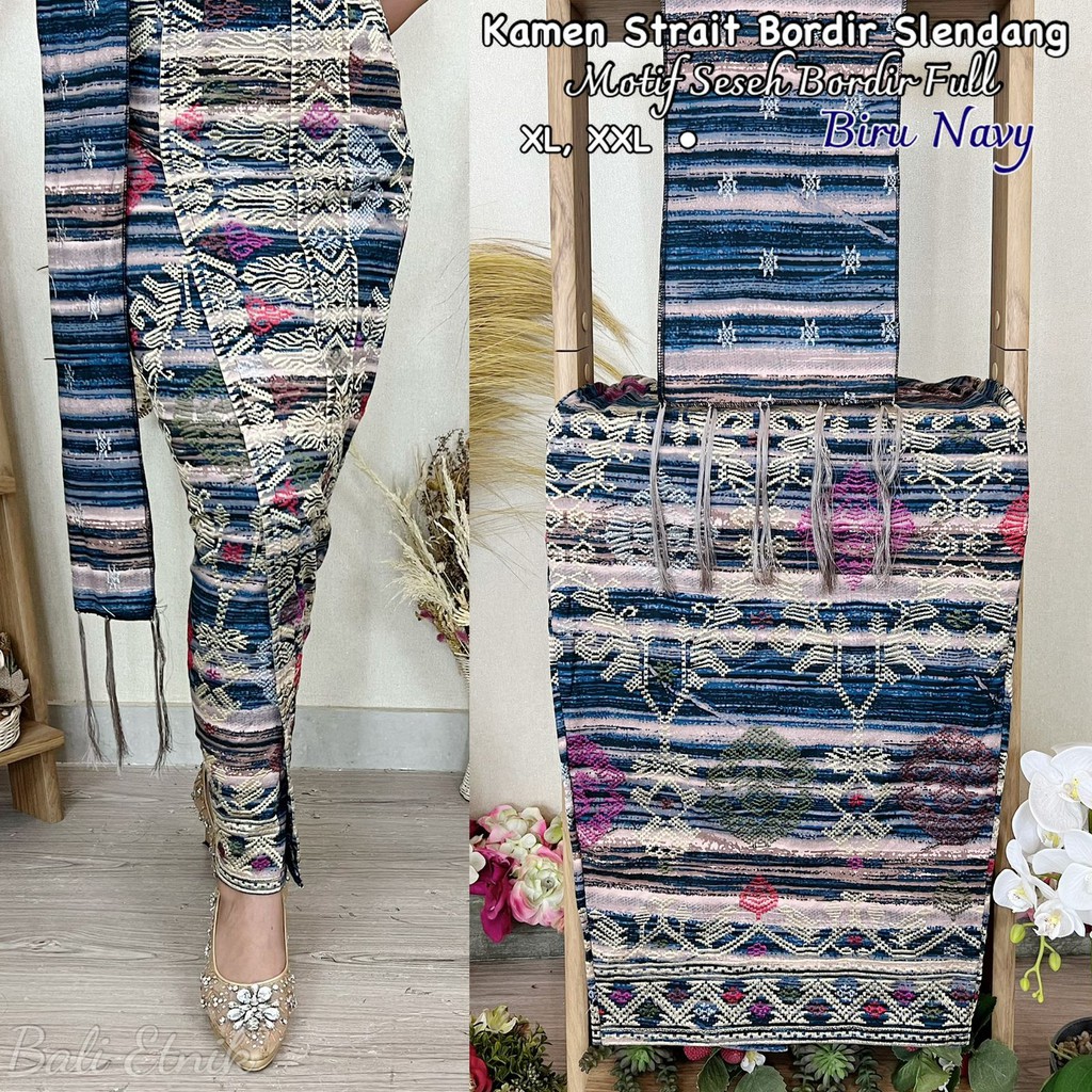 ABHA - Kamen Jadi Bordir Strait Set Selendang Motif Seseh/Kamen Wanita Bali