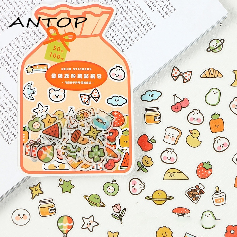 Paket Stiker Dekorasi Buku Harian Kartun Buku Pegangan Set Bahan Diy Indah Ins ANTOP