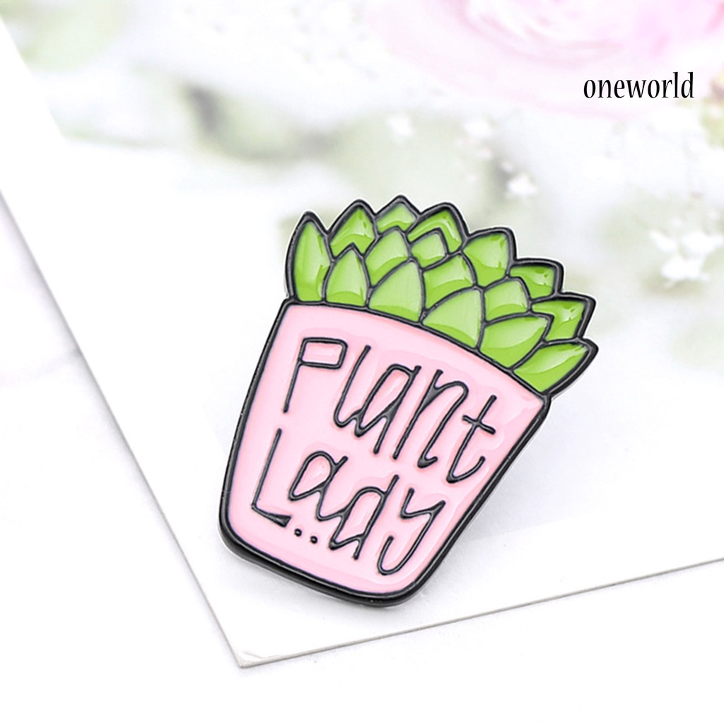 OW@ Enamel Brooch Lightweight Decoration Portable Succulent Letter Enamel Brooch Pin for Gift