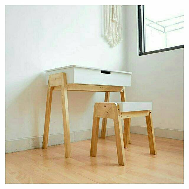 Set Meja Belajar Putih Meja Belajar Anak dan Kursi Set Meja Belajar Putih Meja Belajar Anak dan Kursi