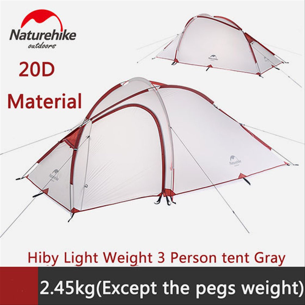Tenda Naturehike HIBY 3 20D Camping Hiking Ultralight Tarp Tent Grey -