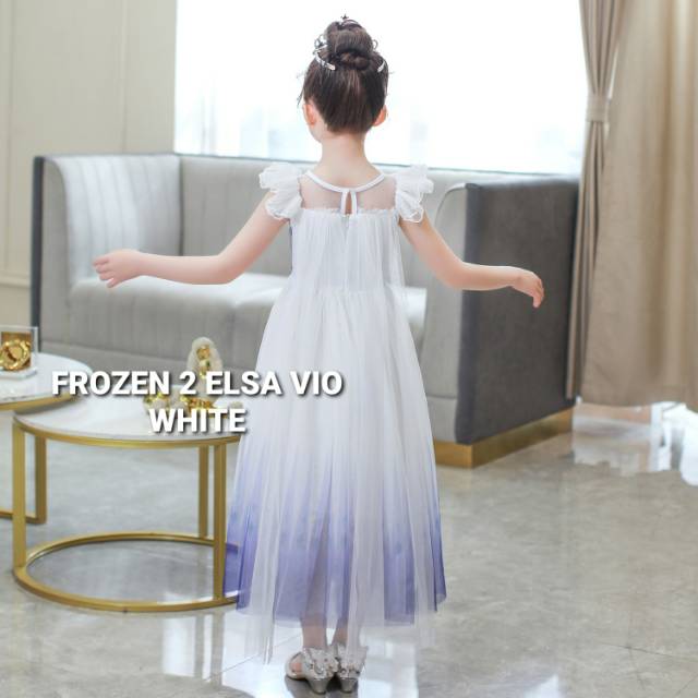 FROZEN 2 ELSA VIO WHITE / DRESS PRINCESS ANAK PEREMPUAN IMPORT / BAJU PESTA PUTIH