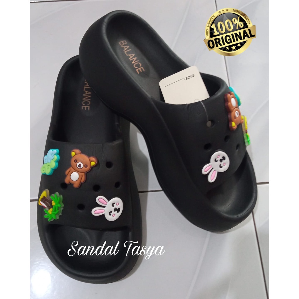 Sandal FUJI Karet EVA Wanita Import BALANCE 7002 Karakter Beruang Kelinci Viral Wedges Platform Tinggi 5 cm Terbaru