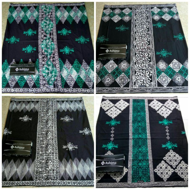 (bisa cod)bawahan muslim pria sarung motif NU Nusantara warna hijau hitam pekat batik cap pekalongan