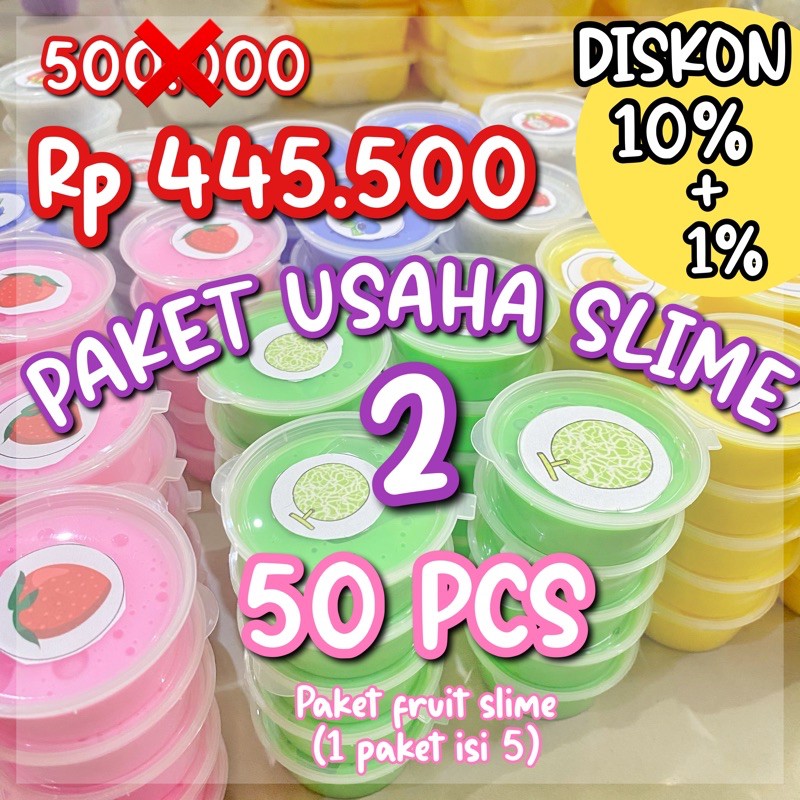 PAKET USAHA SLIME 2 (PAKET FRUIT SLIME ISI 5PCS)