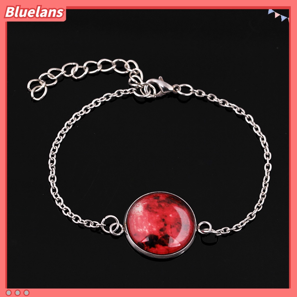 Gelang Bangle Desain Bulan Fantasi Universe Glow in The Dark Bahan Kaca Cabochon Untuk Wanita