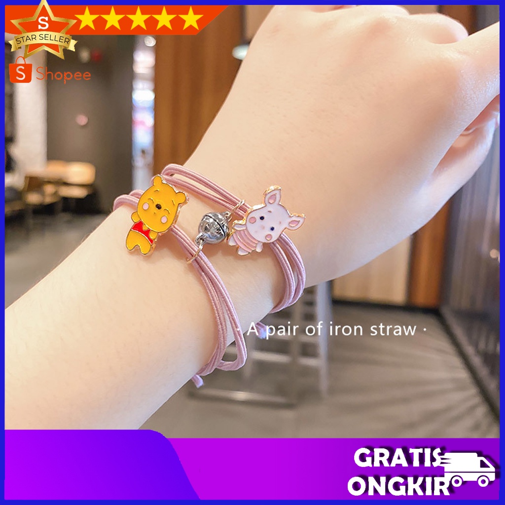 BRACELET COUPLE MAGNET 2PCS GELANG PASANGAN SAHABAT WANITA MAGNET COUPLE POOH