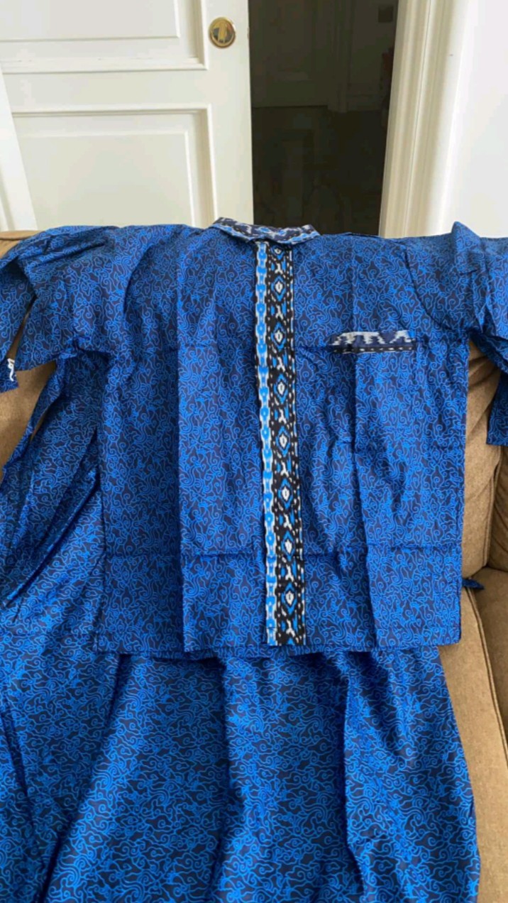 Promo Batik Couple Keluarga Sarimbit Sania Ruffle Batik Ori Ndoro Jowi Motif Mega Mendung Biru