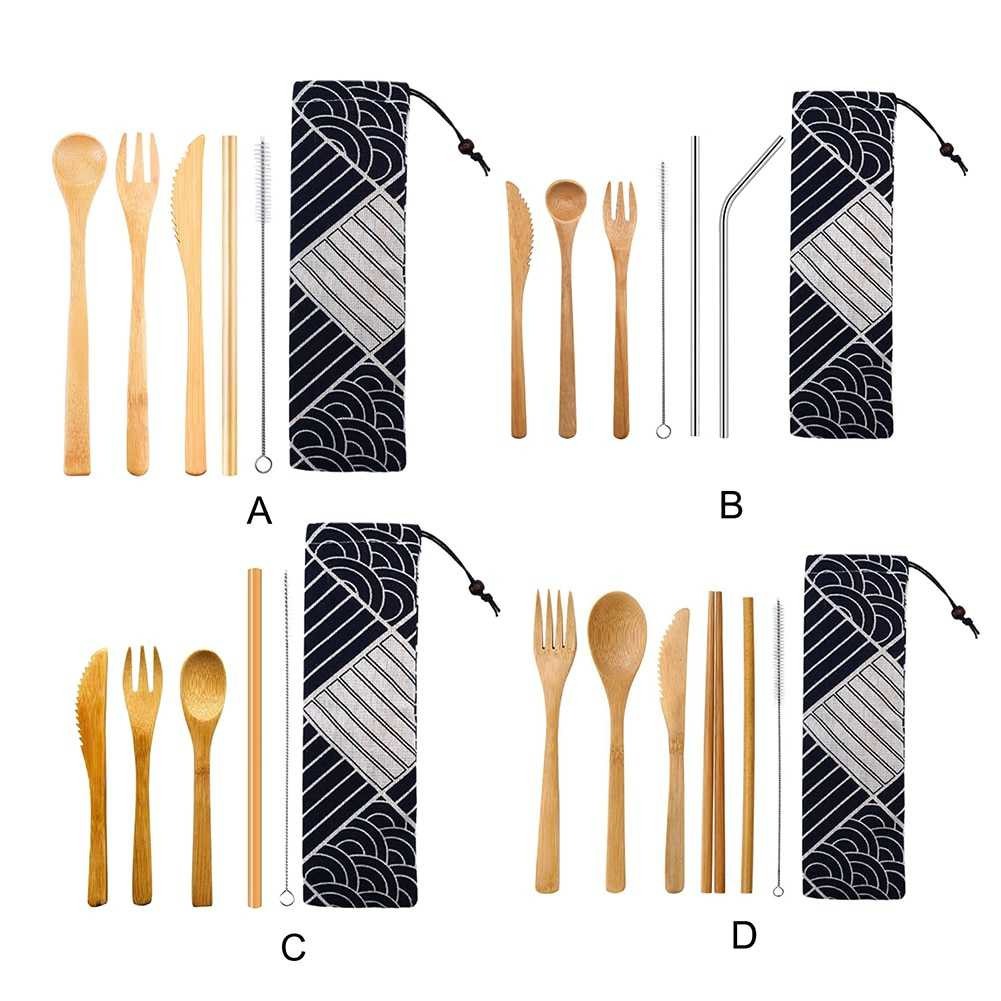 Paling Dicari ! KNIFEZER Cutlery Set Perlengkapan Makan Japanese Style Bamboo EA02510