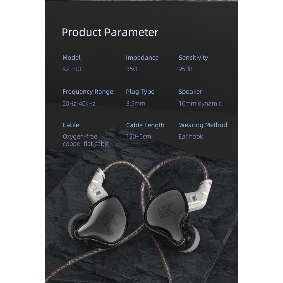 Kz EDC Earphone In Ear HIFI Bass Dengan Mic Untuk EDS EDX