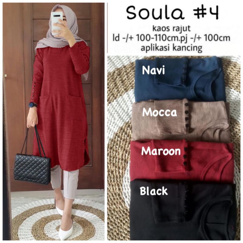 Soula Tunik / Solia Tunik - Tunik Kaos Rajut Premium / LD100 Melar / Soula 5 / soula 4 / R.3 - 251-6022